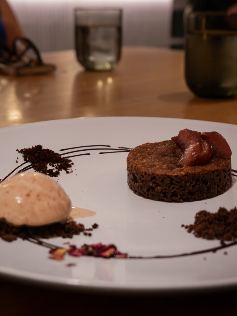 vegan chocolate olive oil cake at Extra Virgin Valiant Lady