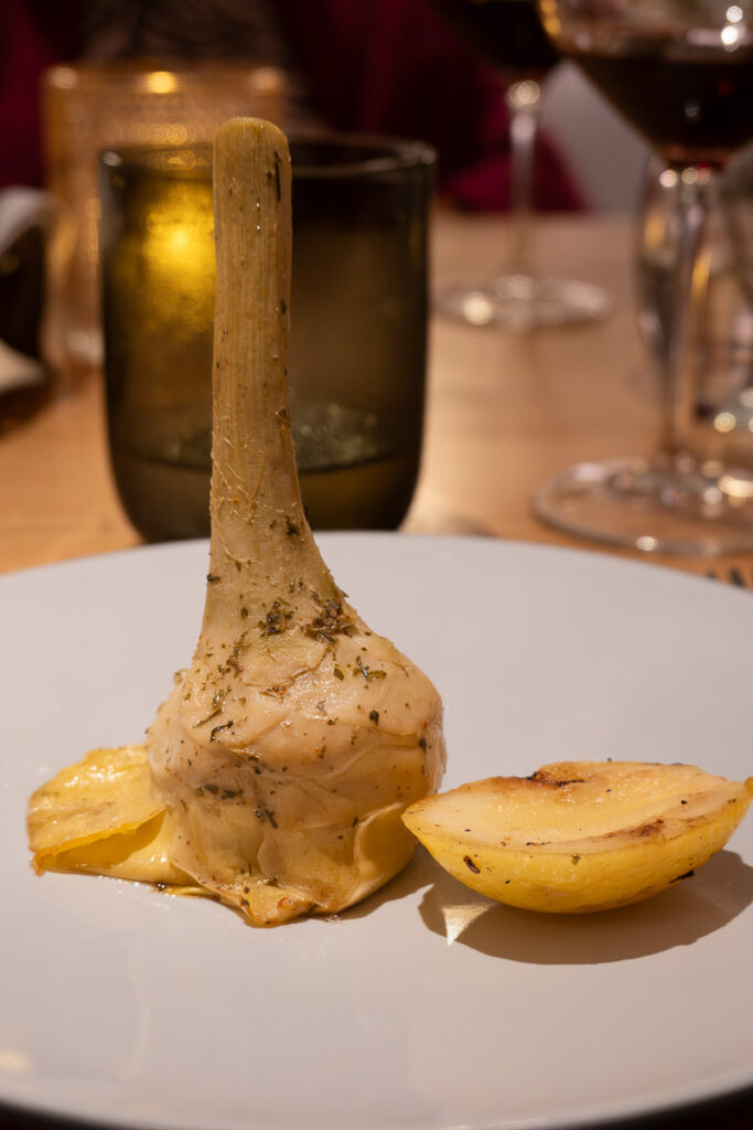 crispy artichoke vegan version on extra virgin restaurant virgin voyages