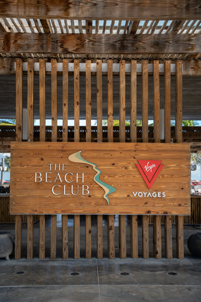 Virgin Voyages Beach Club at Bimini Entrance Sign