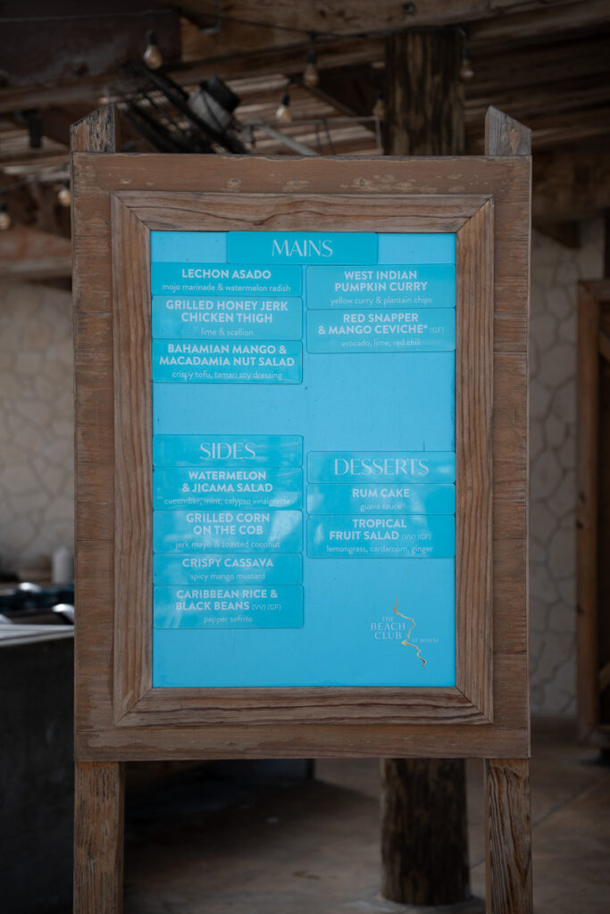 Virgin Voyages Bimini beach club food menu