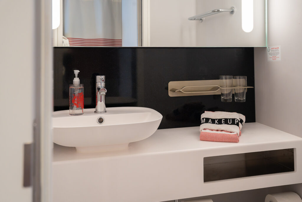 Virgin Voyages Sea Terrace Cabin Bathroom Sink Area