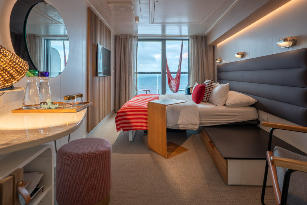Virgin Voyages Sea Terrace Cabin Bedroom Area