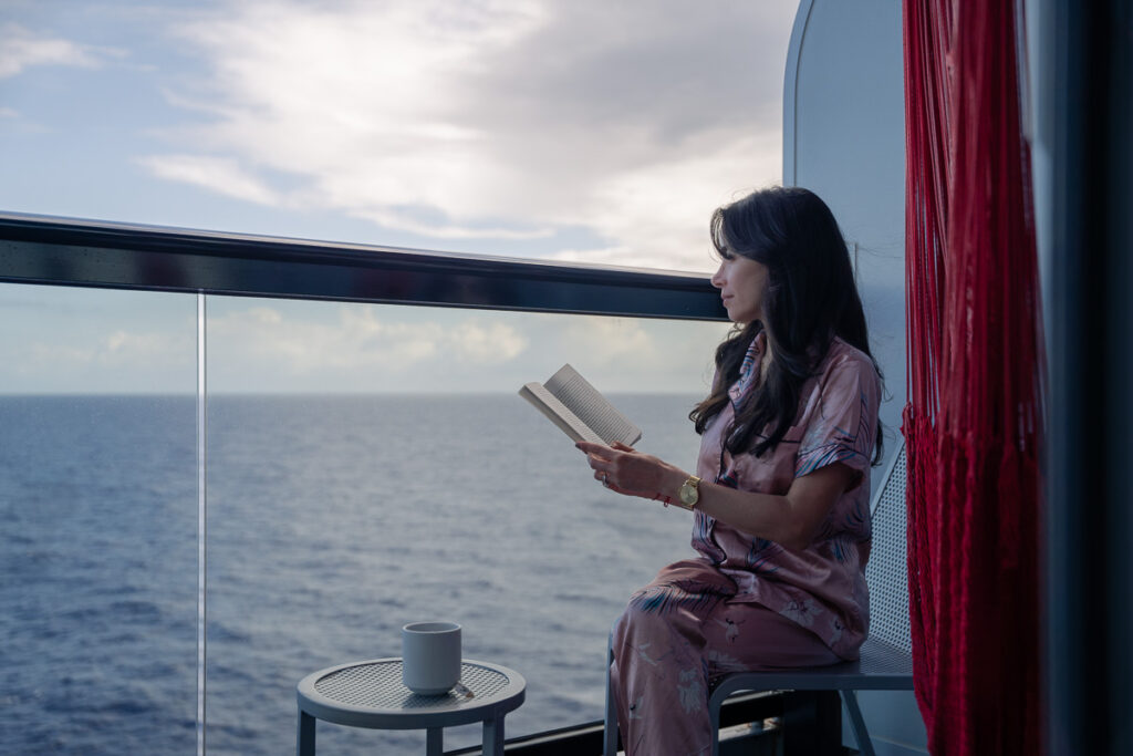 Virgin Voyages Cruise Balcony Hammock Reading Book