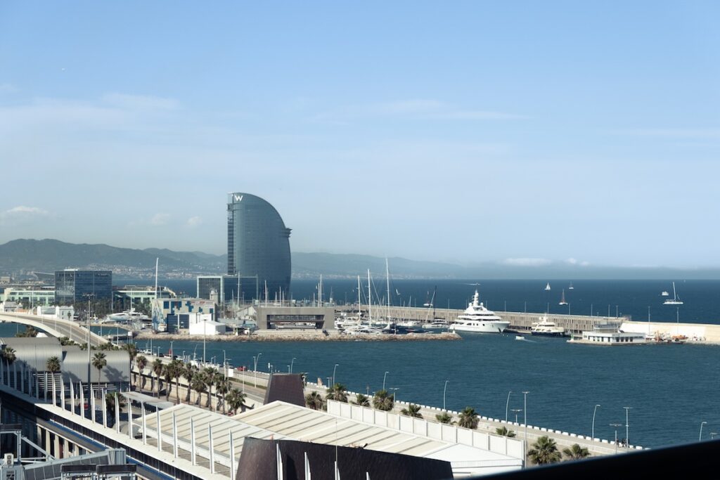 Cruise port view when sailing from Barcelona