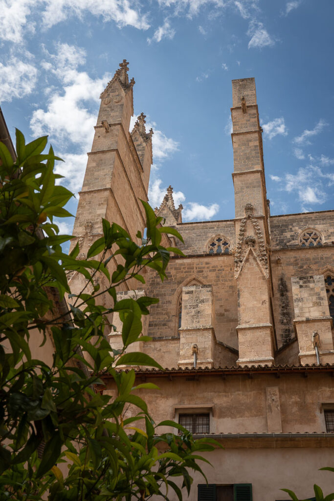 view of the top of a brick structure which is the Cathedral de Mallorca