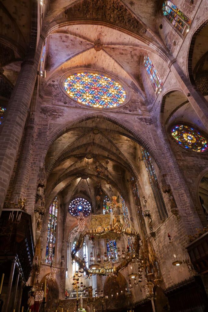 beautiful interior ceiling of the Palma de Mallorca Cathedral