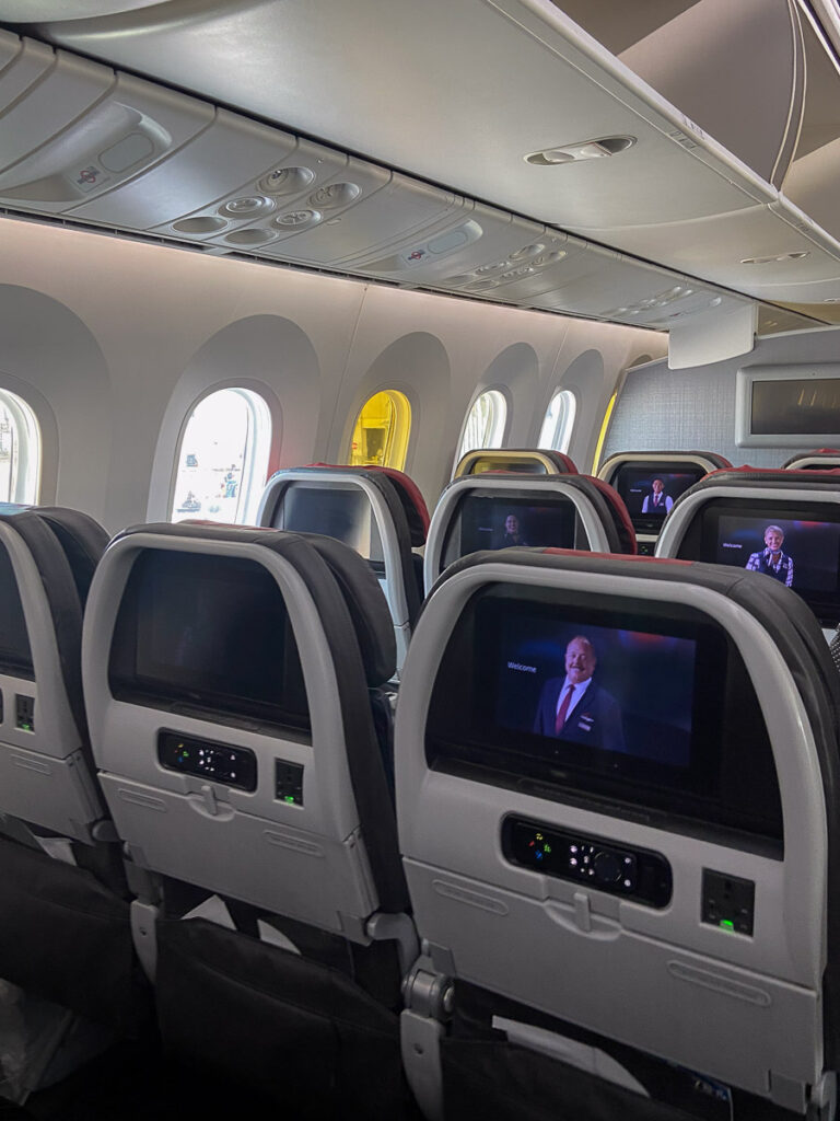 interior of aircraft which is the aircraft we used to flying to Barcelona Spain