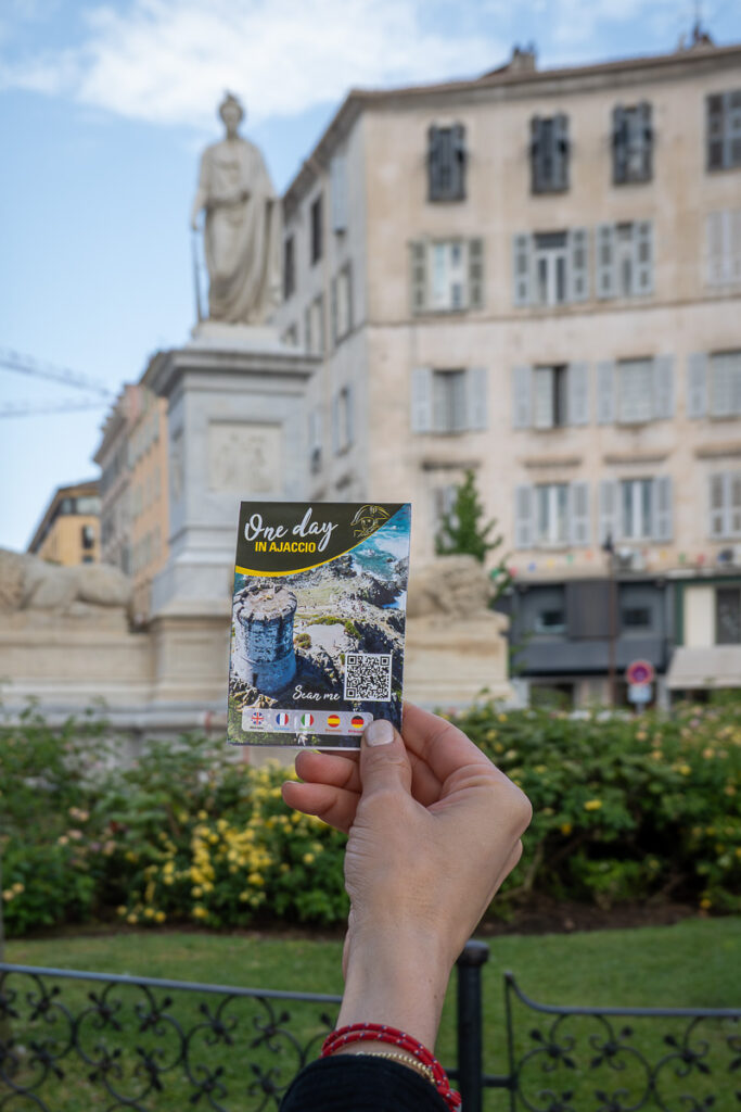 a tourist book with the itinerary for one day in Ajaccio Corsica