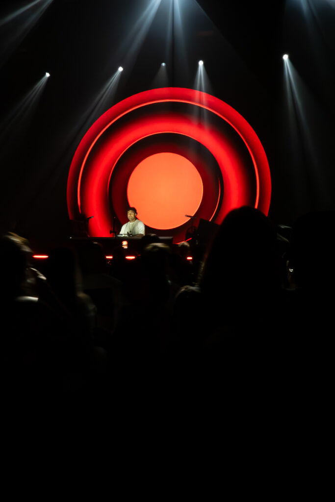 a dj playing music located in the theater night club Hi ibiza