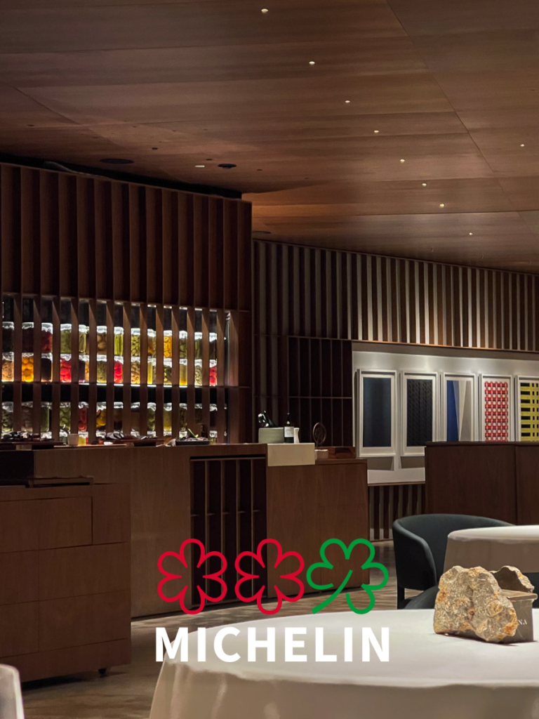 wooden interior walls with jars filled with vegetables in the Valencia Spain Michelin Star restaurant