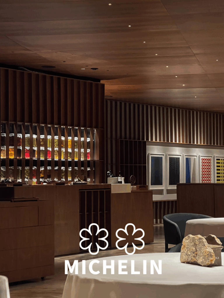 wooden interior walls with jars filled with vegetables in the Valencia Spain Michelin Star restaurant