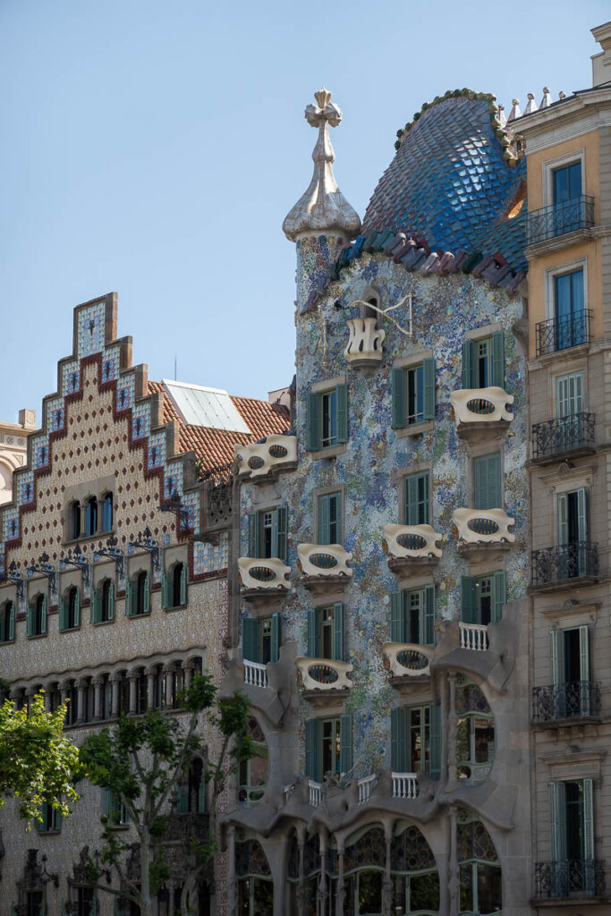 colorful structures which represent the Barcelona Casa Batllo and Casa Amatller which can be visited in one day in Barcelona