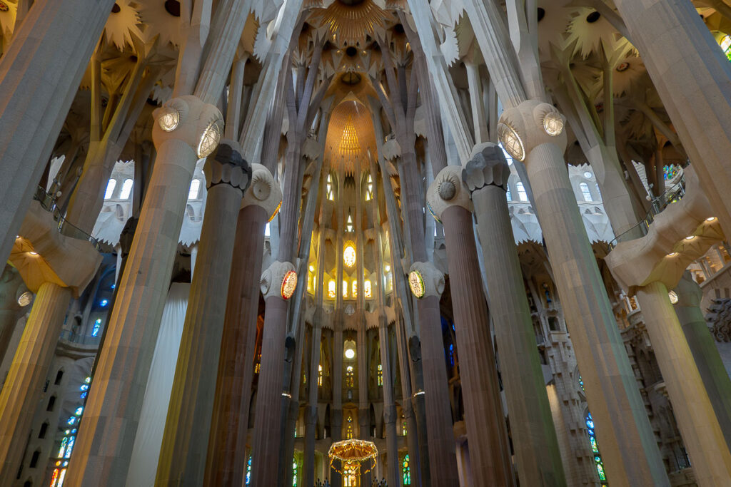 Sagrada Familia interior columns which is a most place to visit in Barcelona