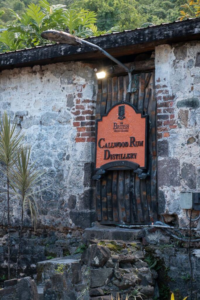 old concrete and brick structure which is the exterior of callwood rum distillery in Tortola