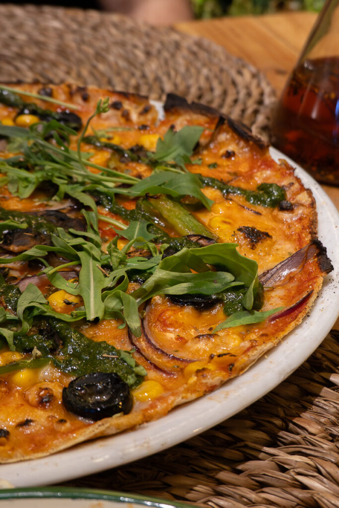 Veganissima pizza from Pizza natura Barcelona a vegan and glten-free pizza