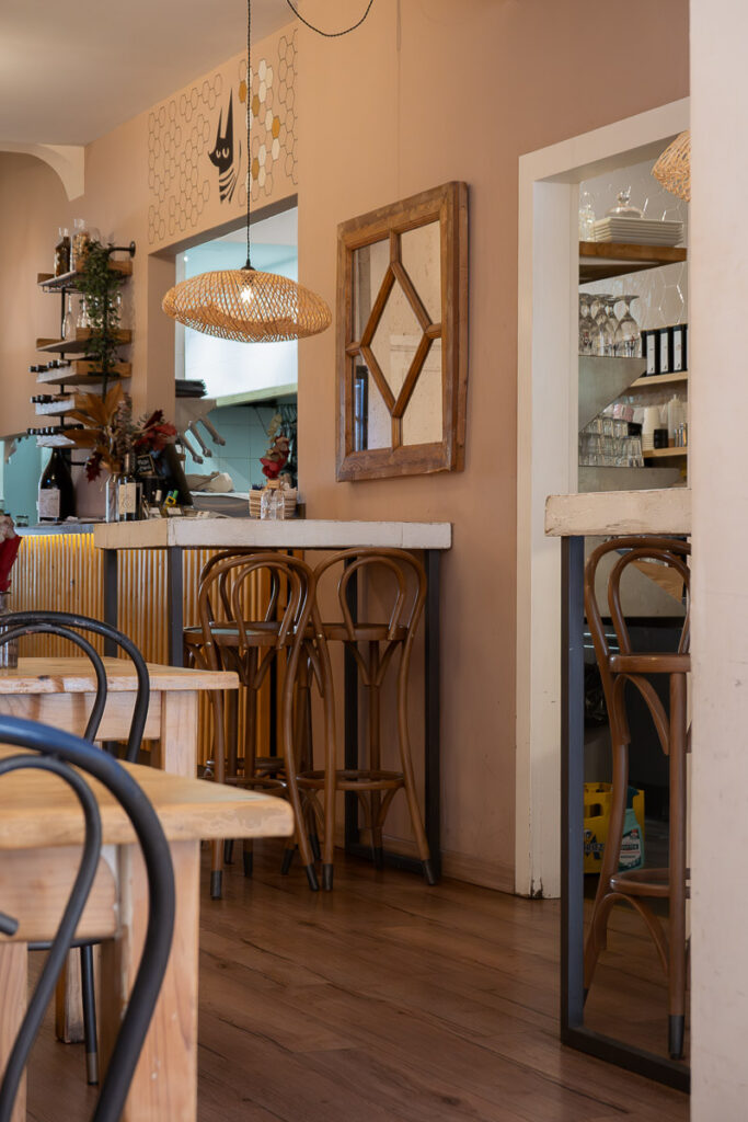 interior of restaurant cafe floh from my vegan tour in barcelona