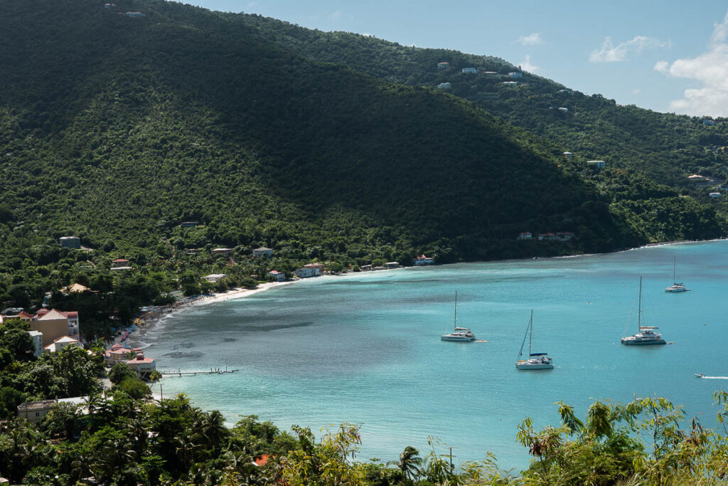 mountains and boats in the tortola cane garden bay 