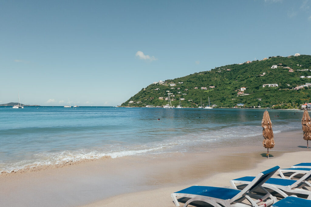 beach chairs and umbrellas for rent at cane garden bay in tortola bvi