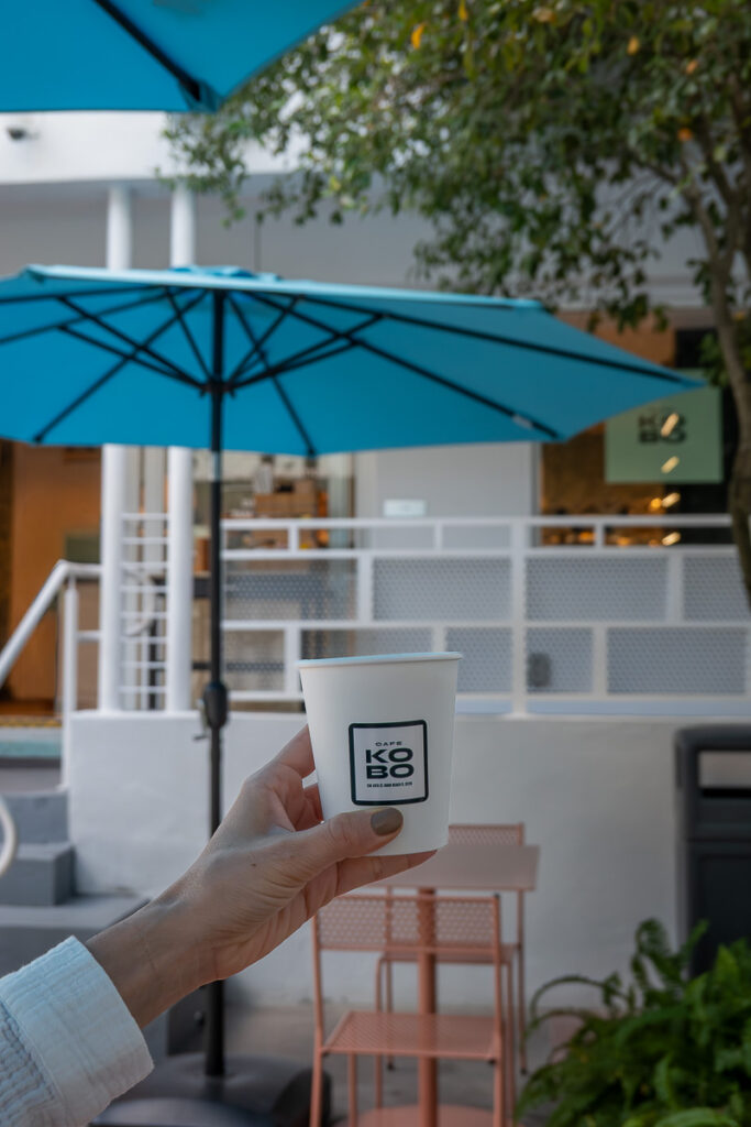 coffee cup of the greystone hotel Kobo coffee shop in miami beach