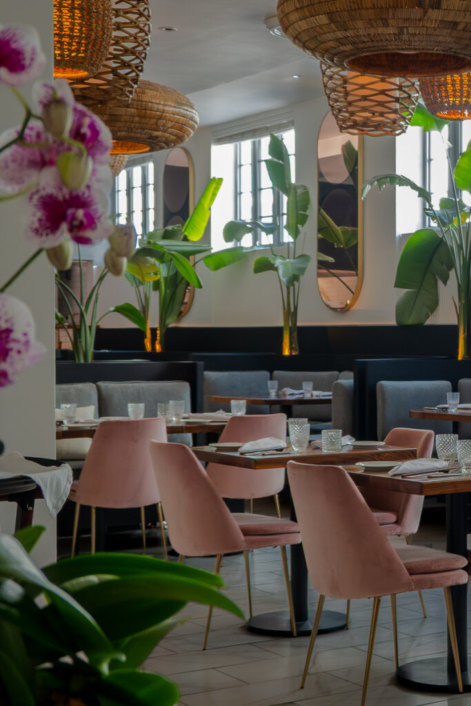 chairs and table of the hotel greystone restaurant serevene by chef pawan pinisetti