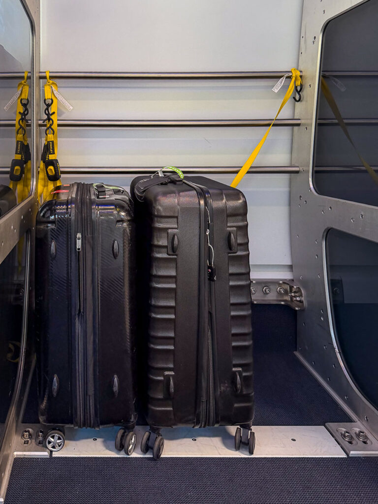 luggage cart space inside brighline train