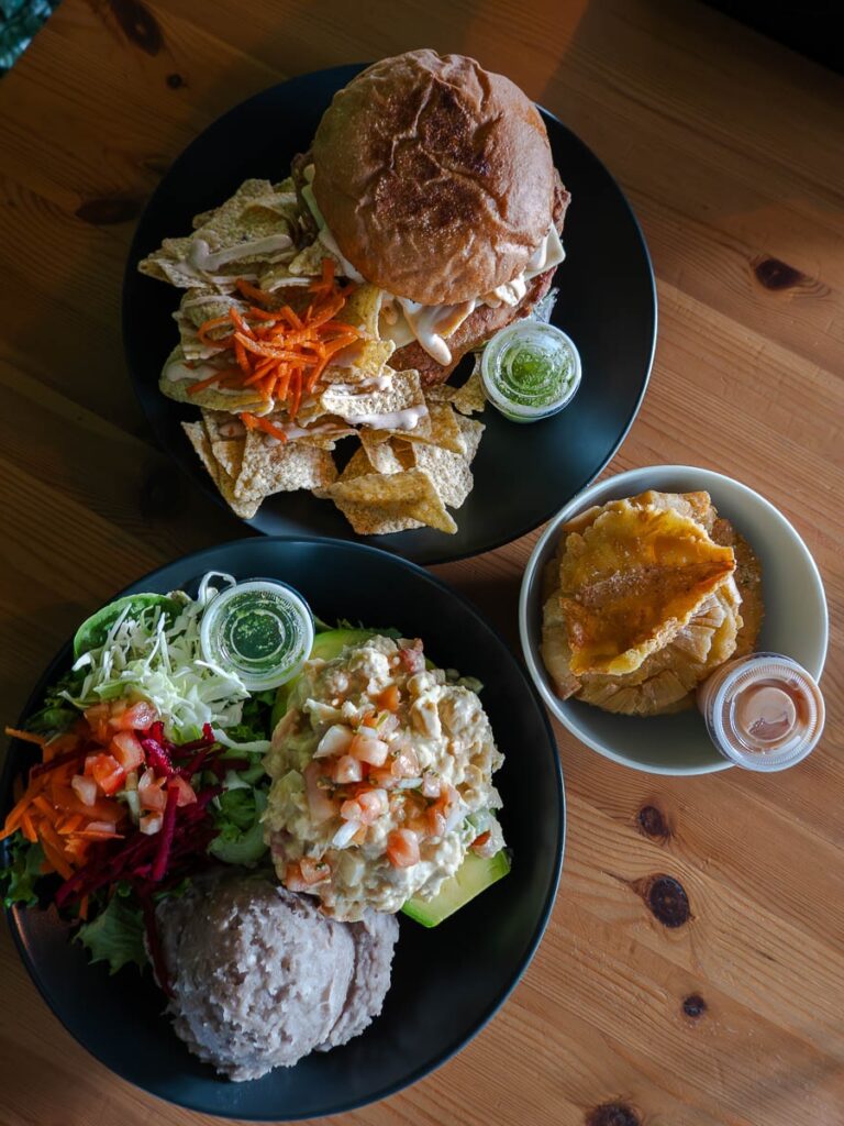 vegan sandwich and stuffed avocado from frescura vegan kitchen in Puerto Rico