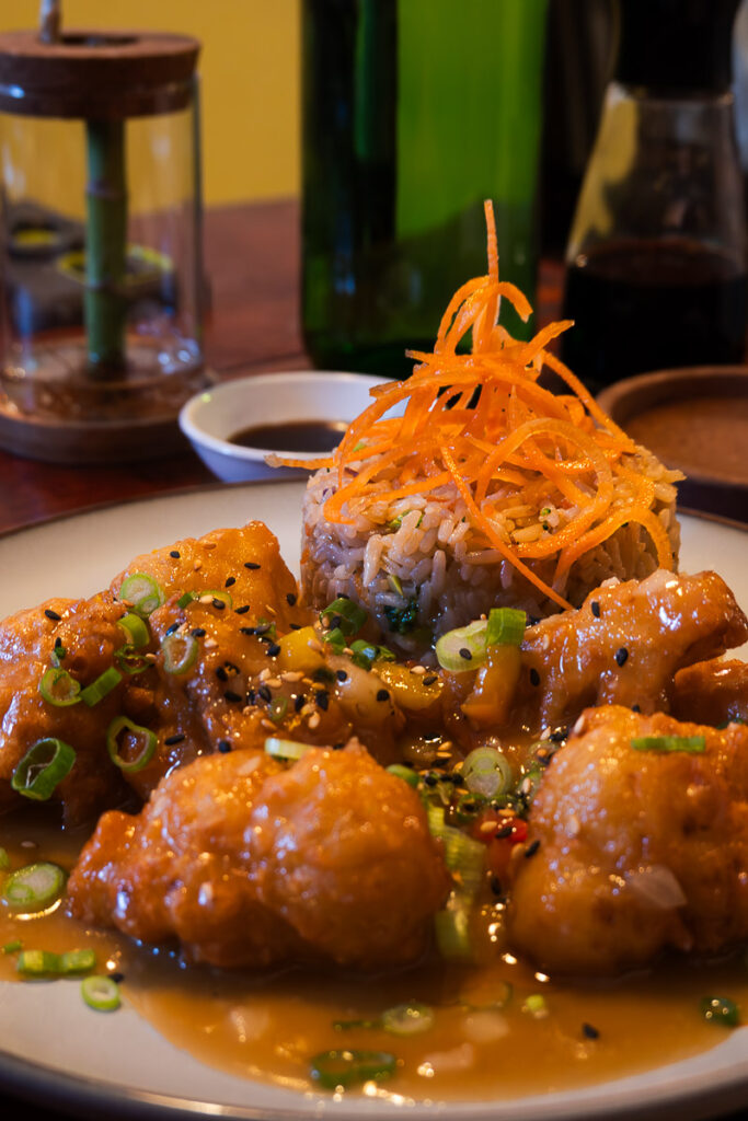 vegan orange flower cauliflower from terrestre cocina compasion a vegan restaurants in san juan puerto rico