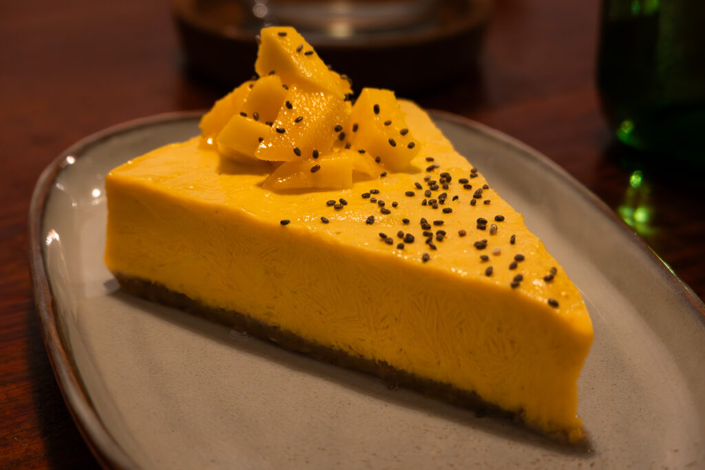 frozen mango cheesecake dessert vegan san juan puerto rico on the terrestre cocina compasion restaurant