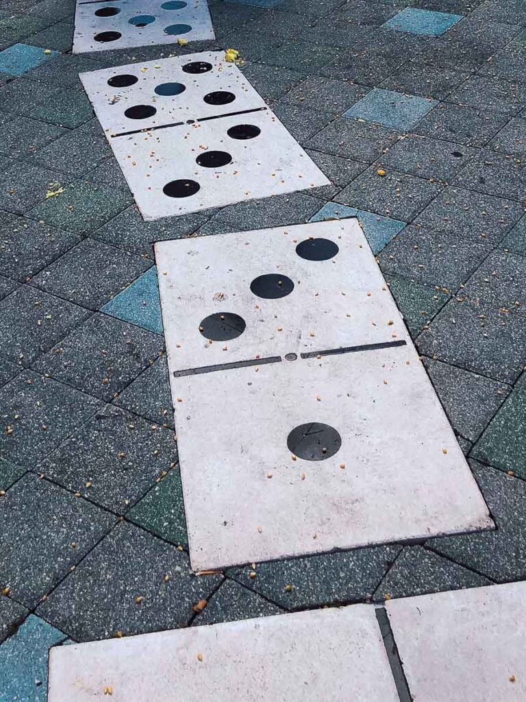 domino painted on the floor from the calle ocho in little havana miami