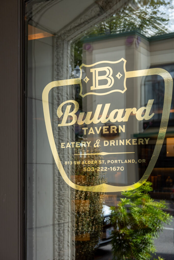 sign of Bullard Tavern in Woodlark Hotel Bar in Portland Oregon