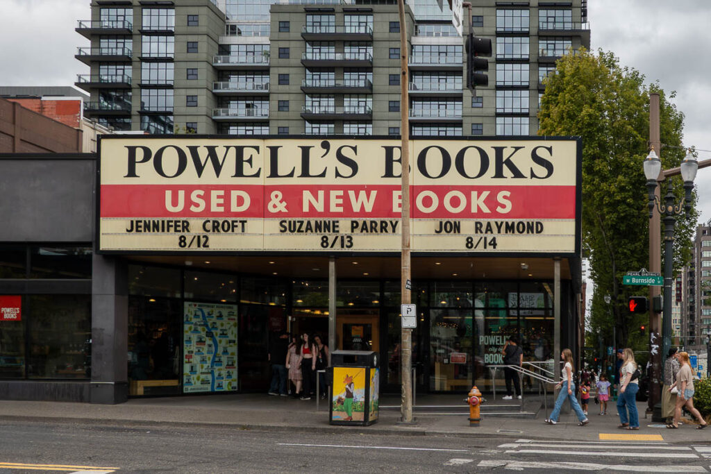 Exterior of Powell's books the largest bookstore in Portland