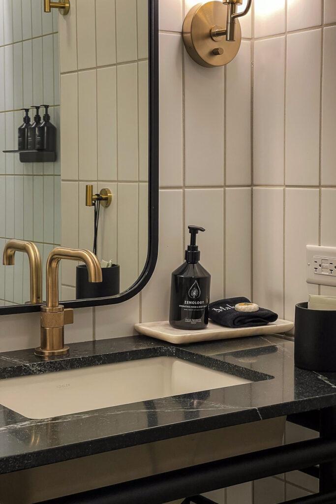 bathroom sink from the Woodlark a luxury hotel in Portland Oregon