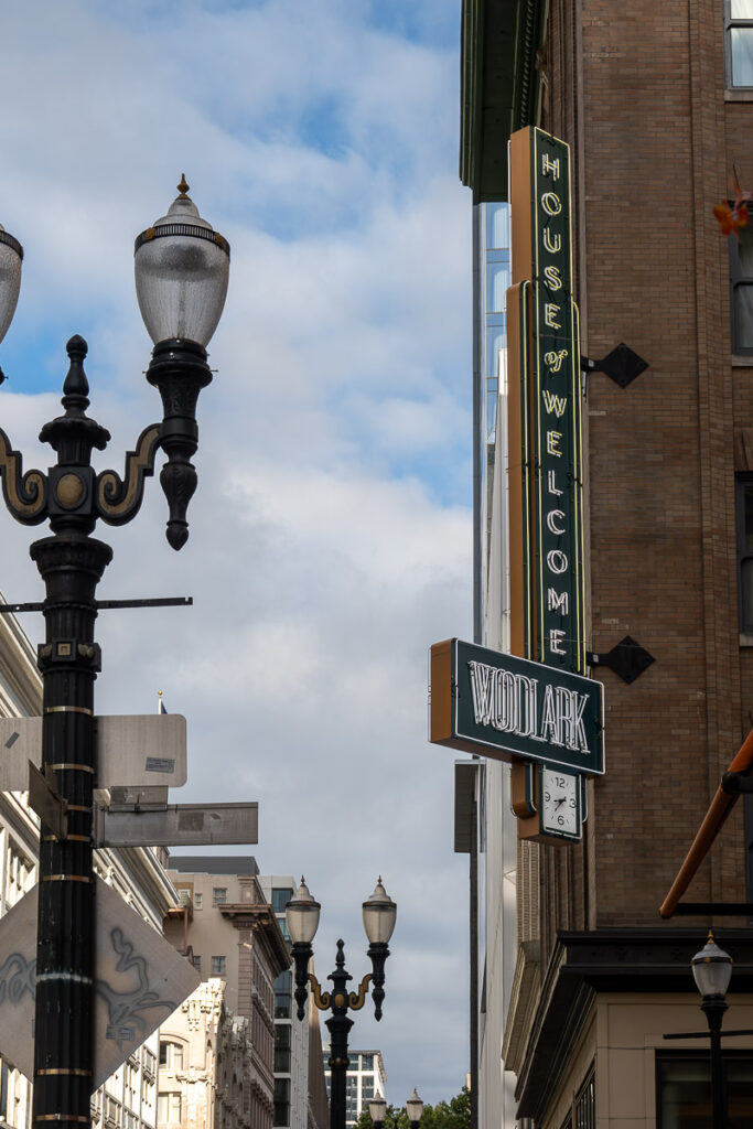 Woodlark hotel outdoor sign a boutique hotel in Portland Oregon