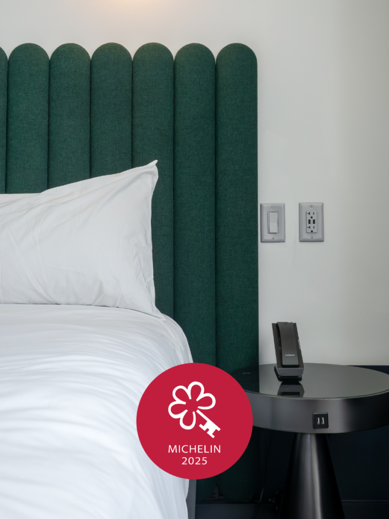 bed of the superior king bedroom from my woodlark hotel review a Michelin key hotel in Portland Oregon