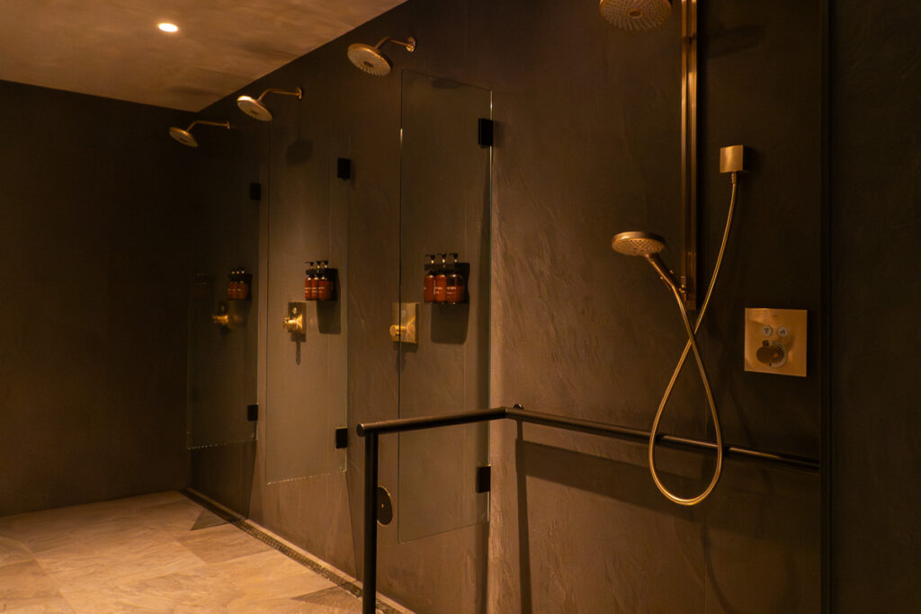 shower area in the sanctuary Cascada spa in Portland