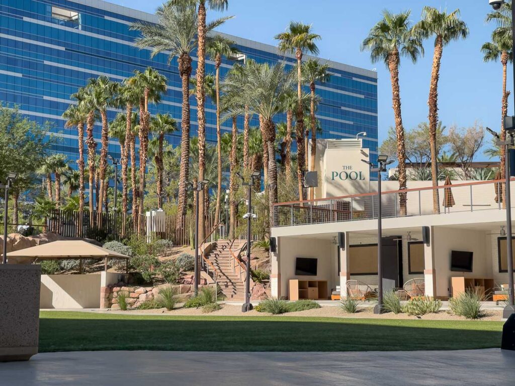 Event Lawn Area of Virgin one of the best hotel value in Las Vegas which is where to stay in Vegas