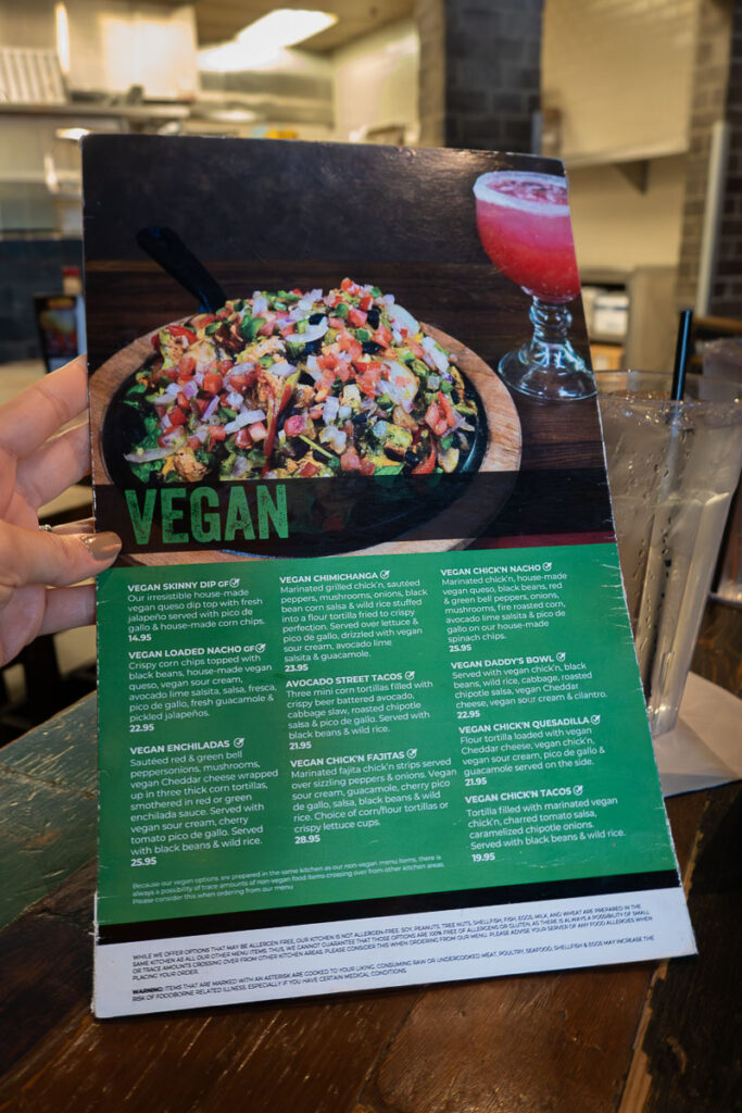 Nacho Daddy Las Vegas menu vegan