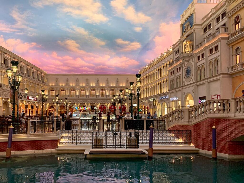 Grand Canal Shoppes in Venetian hotel Las Vegas which is one of the fun places in Las Vegas