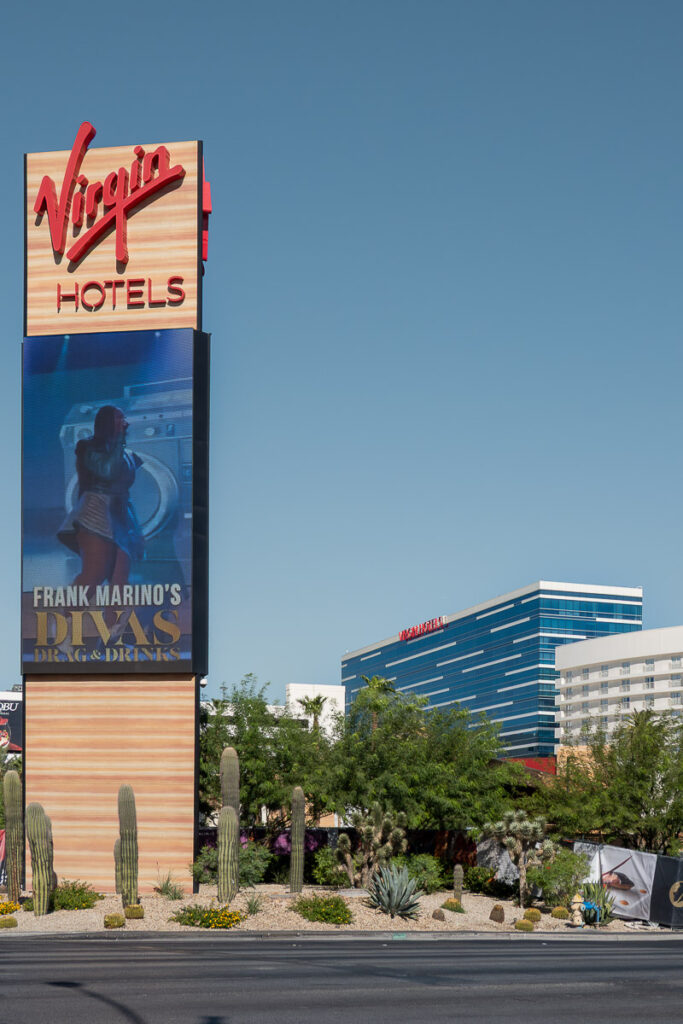 Virgin hotel las Vegas location outside which is a hotel close to F1 experience