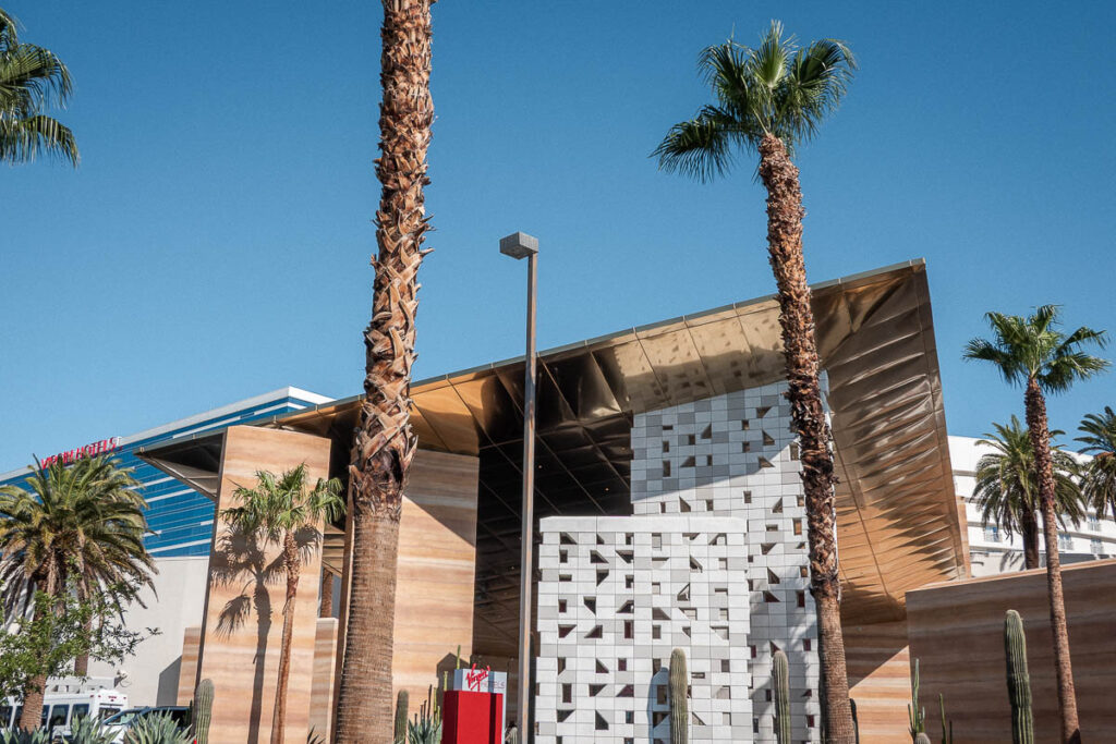 outdoor entrance which represents where to stay in Las Vegas virgin hotel las Vegas review