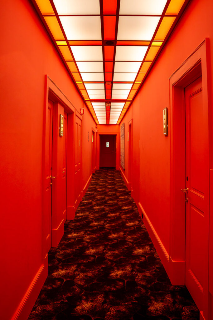 Art Legacy hotel in Lisbon red hallway