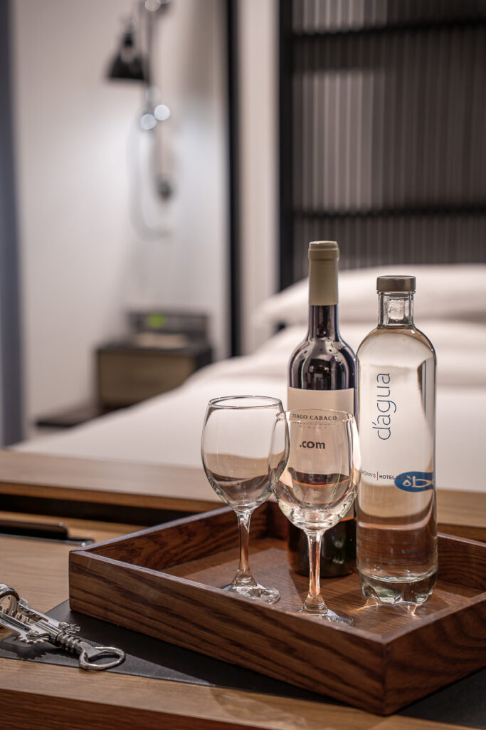 complimentary wine bottle and water from Browns hotel Lisbon Central