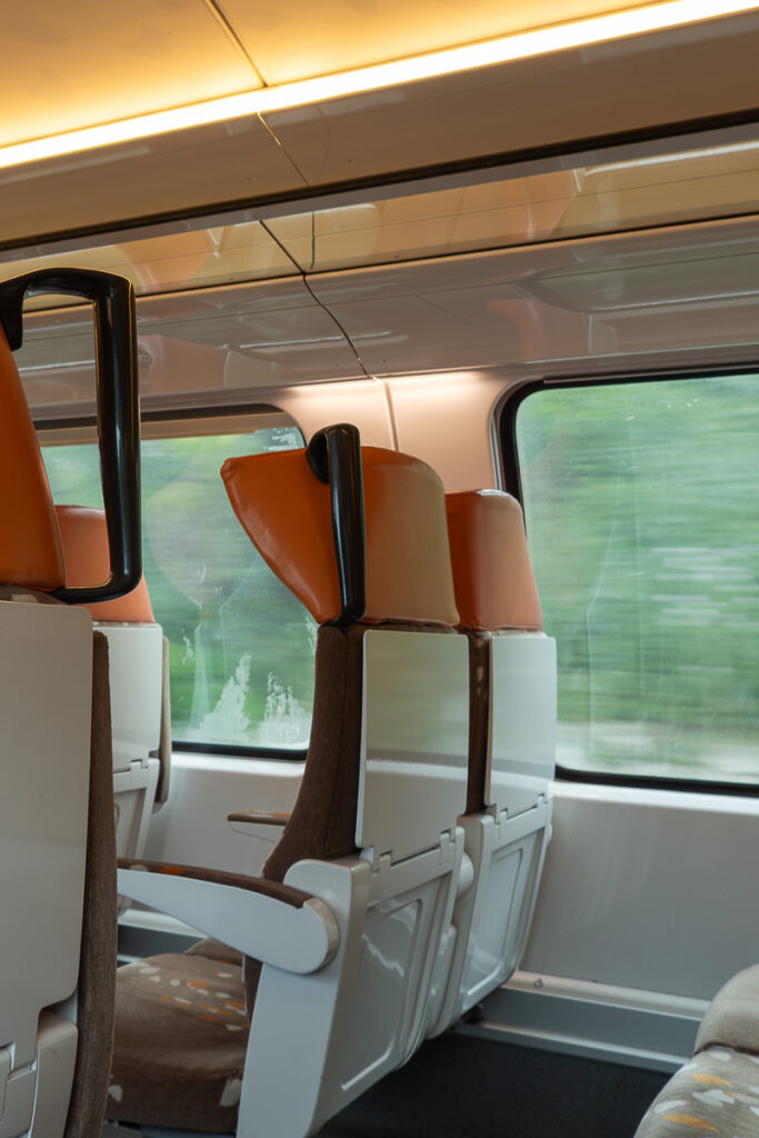 Chairs inside the train of Monaco from Cannes
