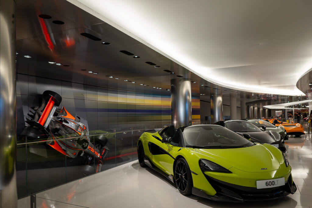Green McLaren in the Monaco top car collection museum