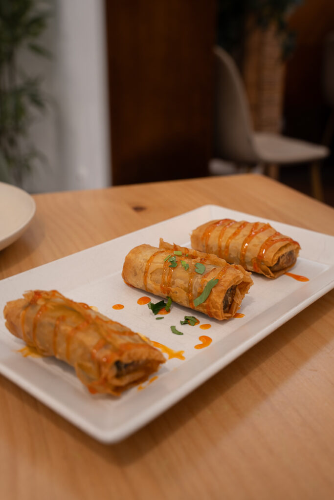 Estaladicos de alheira Portuguese sausage from A Minha Avo Lisbon a plant based restaurant