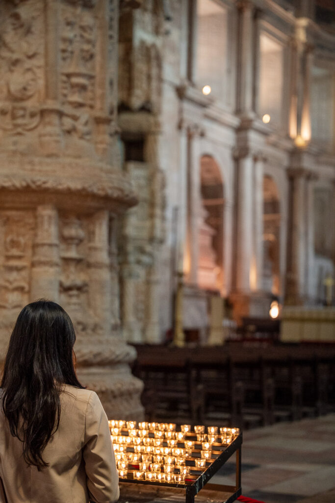 Votive Stand in Saint Mary of Bethlehem in Jeronimos Monastery Lisbon