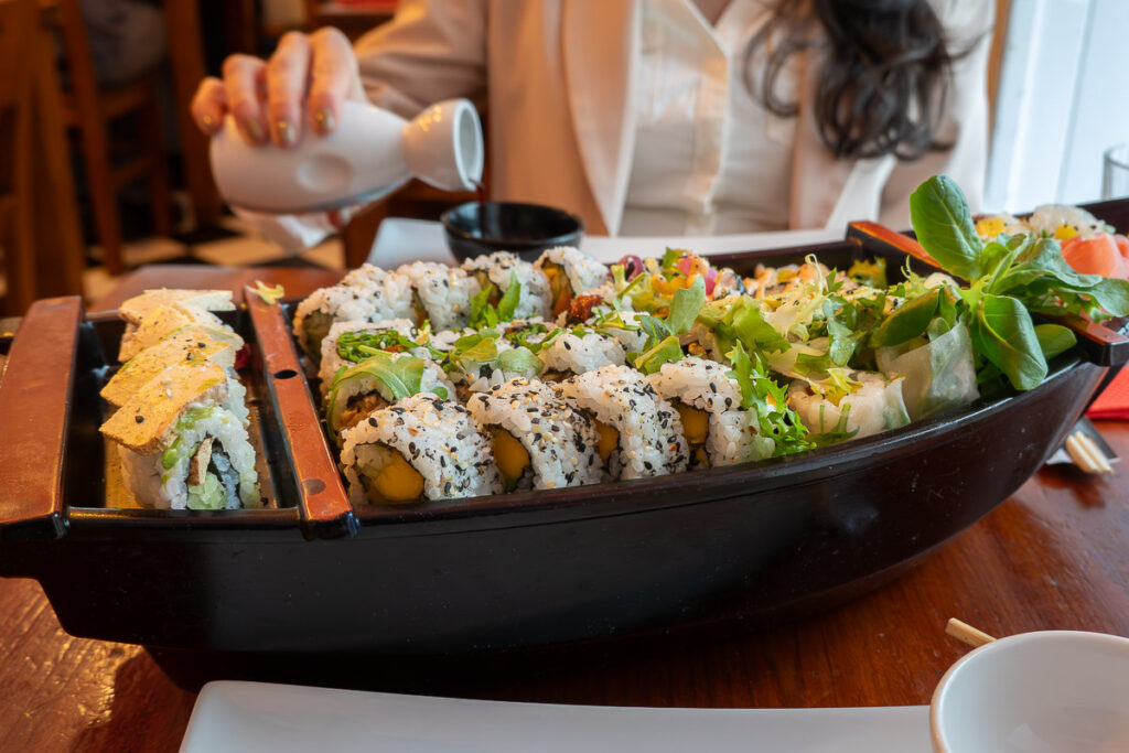 24 sushi mix boat from Legumi Sushi vegan in Lisbon