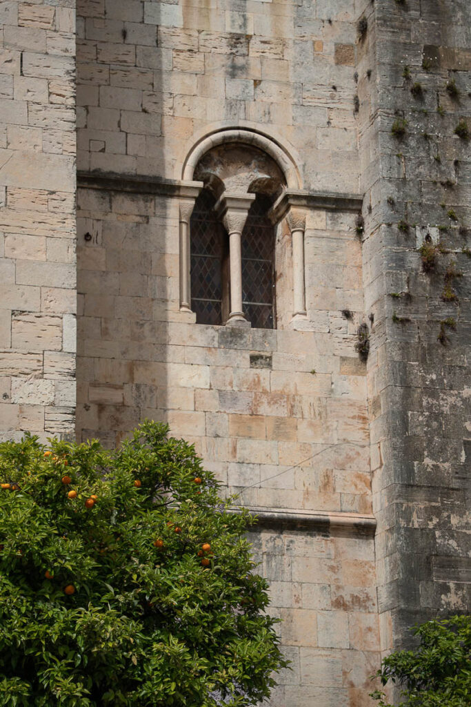 beautiful brick wall of Lisbon Cathedral (Se de Lisboa)