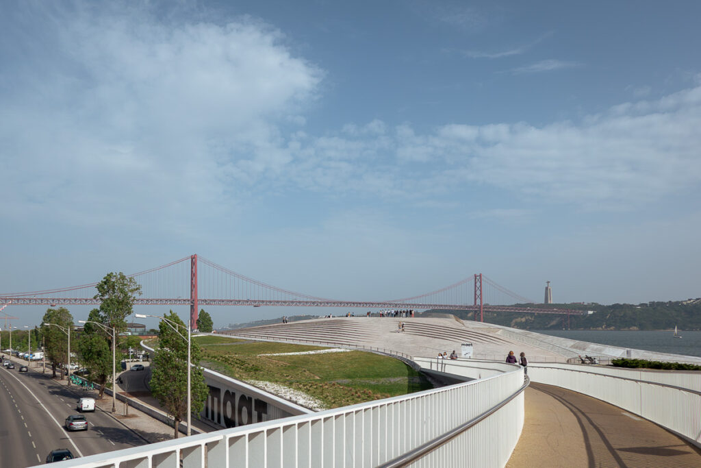 MAAT museum Lisbon rooftop and overpass pedestrian bridge one of the things to do in Belem Lisbon
