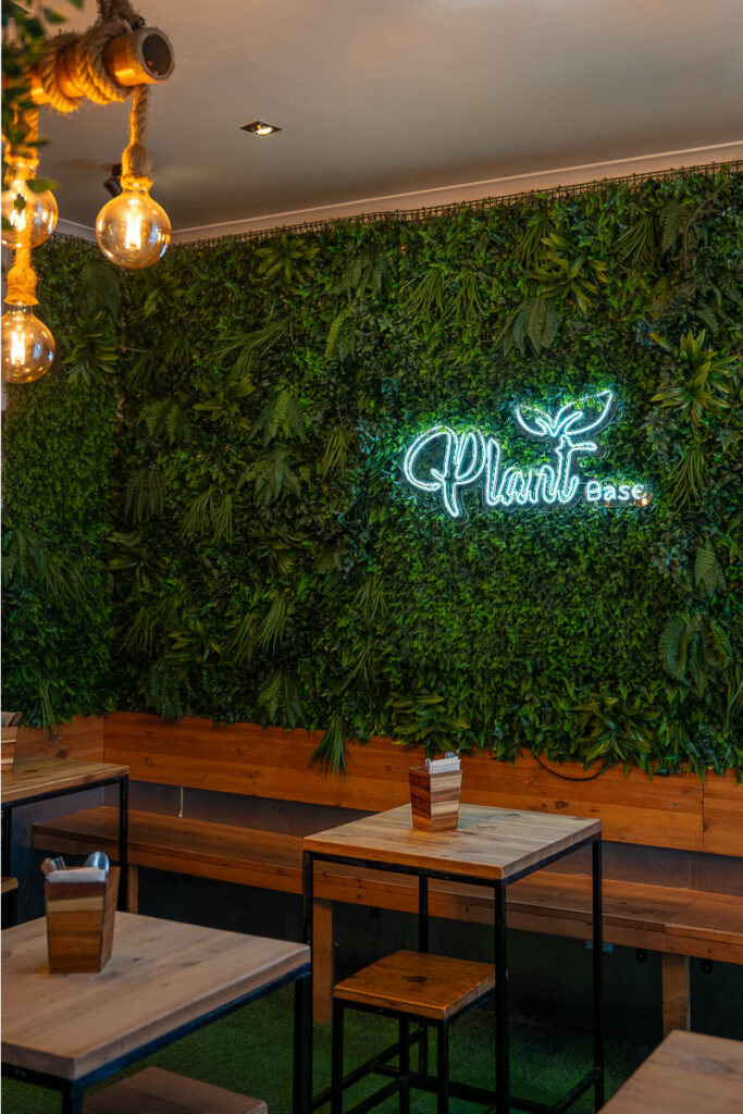 Dining area of Plant Base restaurant in Lisbon